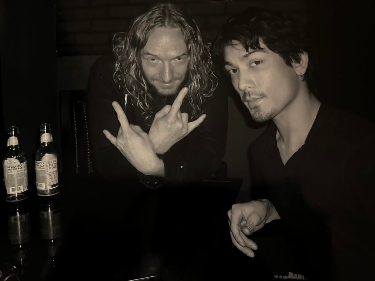 Ryan Minic interviewing Mikael Stanne of Dark Tranquillity at Bonnerhaus in North Hollywood in 2010